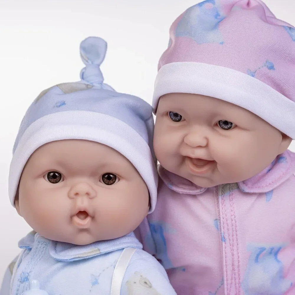 🆕12Inch Caucasian Twins Newborn Dolls with Soft Cloth Body Pink and Blue Twins